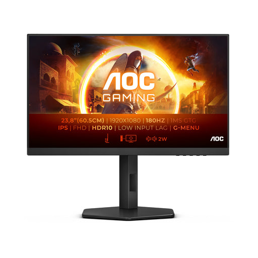 Custom Gaming Desktop PCs - Ireland - GAMEFORCE.IE-  61cm/24" (1920x1080) AOC Gaming 24G4XE 16:9 FHD FastIPS 0,5ms 180Hz HDR10 HDMI DP Speaker Black