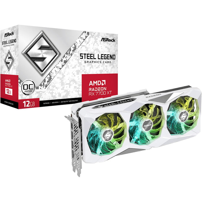 RX 7700 XT 12GB ASRock Radeon Steel Legend OC GDDR6 3 Fan