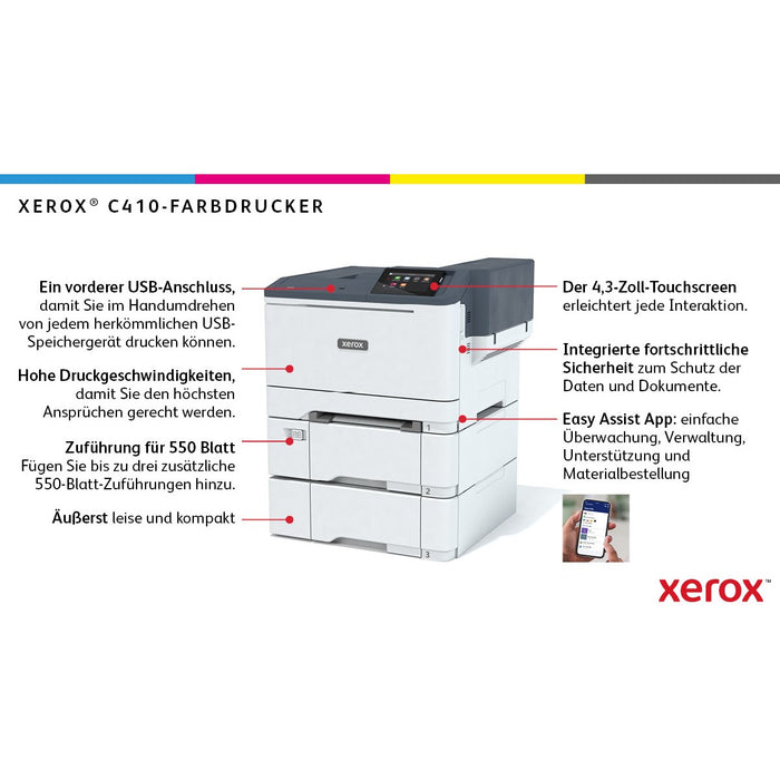 FL Xerox C410 Farblaserdrucker A4 40 S./Min. LAN Duplex