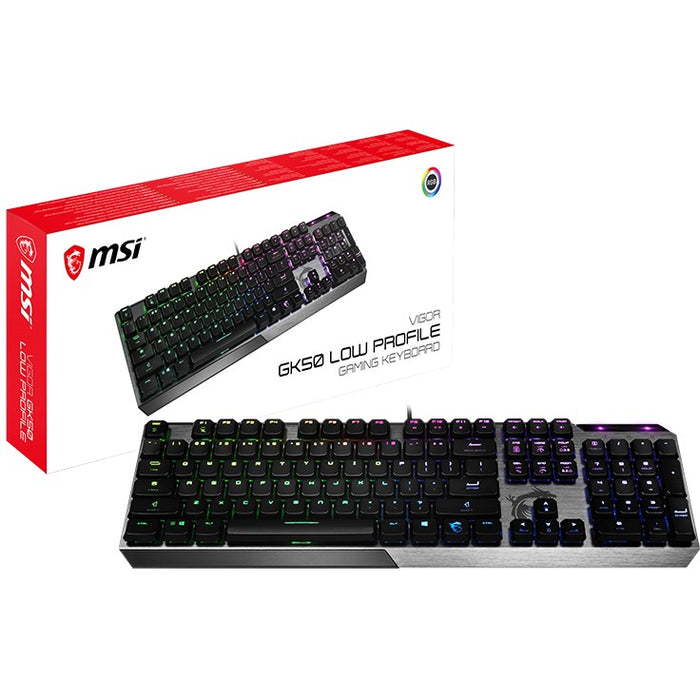 MSI Vigor GK50 Low Profile Gaming Keyboard QWERTZ Kalih Choc Low Profile white switches black