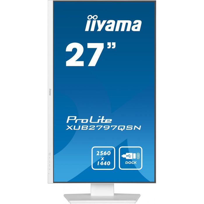 5cm/27" (2560x1440) Iiyama ProLite XUB2797QSN-W1 16:9 WQHD IPS 1ms 100Hz HDMI DP USB-C Speaker Pivot Black