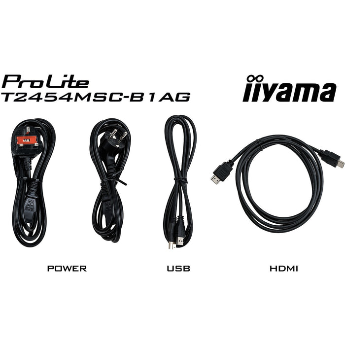 5cm (1920x1080) iiyama ProLite T2454MSC-B1AG 16:9 5ms Touchscreen VGA USB HDMI VESA Speaker Full HD Black