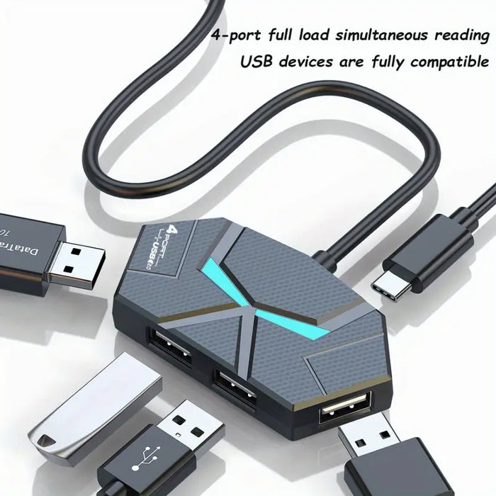 PC-Link 4-Port USB Hub 2.0 Splitter with LED Atmosphere Light