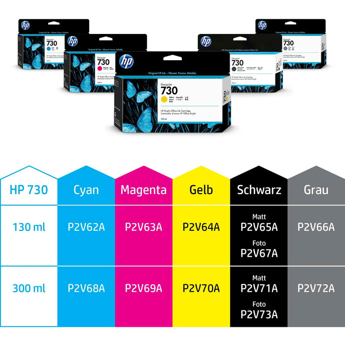 HP Tinte 730 P2V71A Schwarz Matt