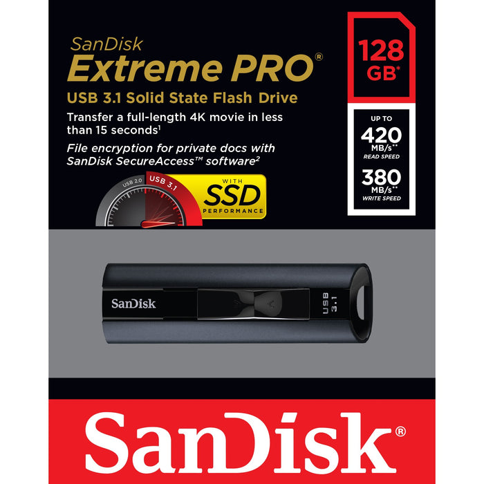 STICK 128GB USB 3.2 SanDisk Extreme Pro black