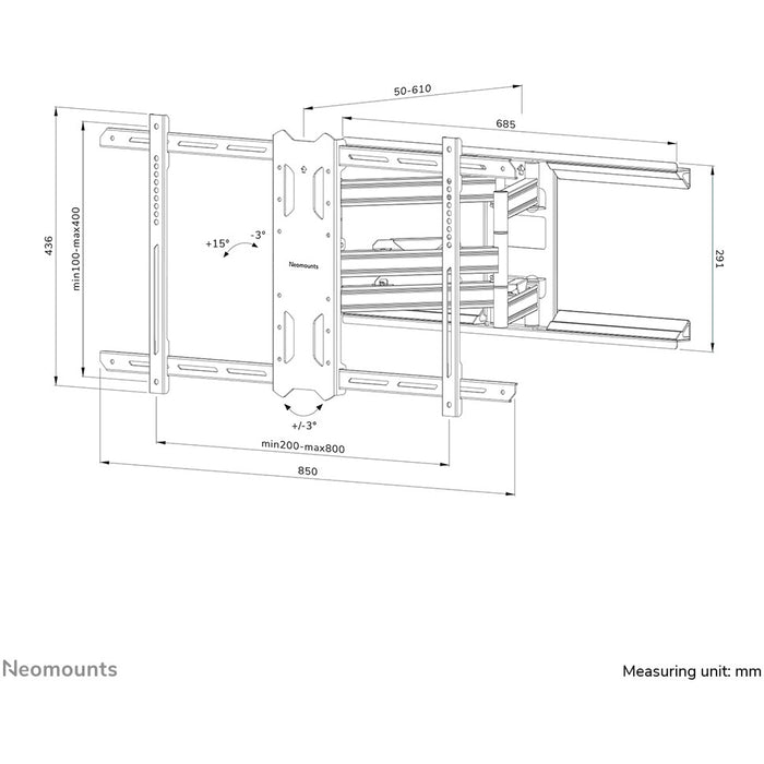 Neomounts WL40S-850BL18 bewegliche Wandhalterung für 43-86" Bildschirme - Schwarz