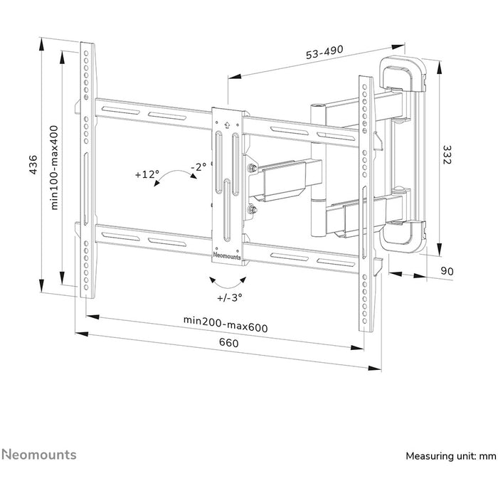 Neomounts WL40-550BL16 bewegliche Wandhalterung für 40-65" Bildschirme - Schwarz