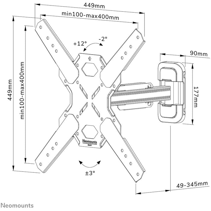 Neomounts WL40S-840BL14 bewegliche Wandhalterung für 32-65" Bildschirme - Schwarz