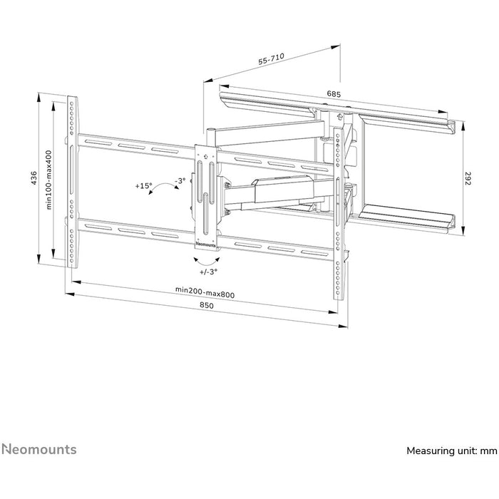 Neomounts WL40-550BL18 bewegliche Wandhalterung für 43-75" Bildschirme - Schwarz