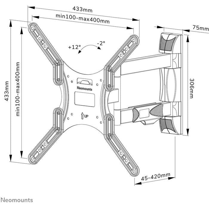 Neomounts WL40-550BL14 bewegliche Wandhalterung für 32-55" Bildschirme - Schwarz