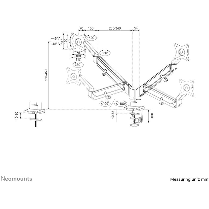 Neomounts DS70-810BL2 Tischhalterung für 17-32" Bildschirme - Schwarz