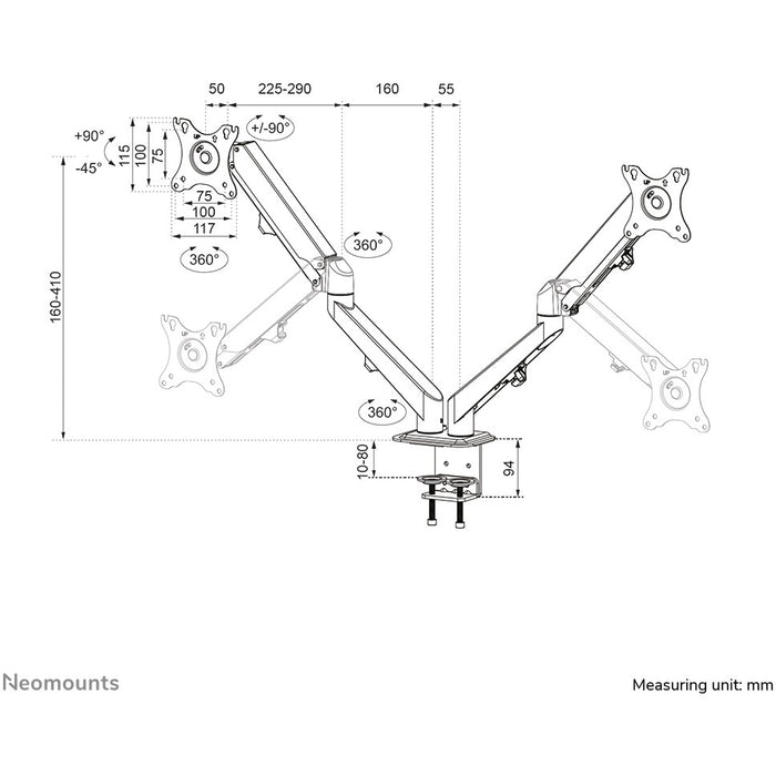 Neomounts DS70-700BL2 Tischhalterung für 17-27" Bildschirme - Schwarz