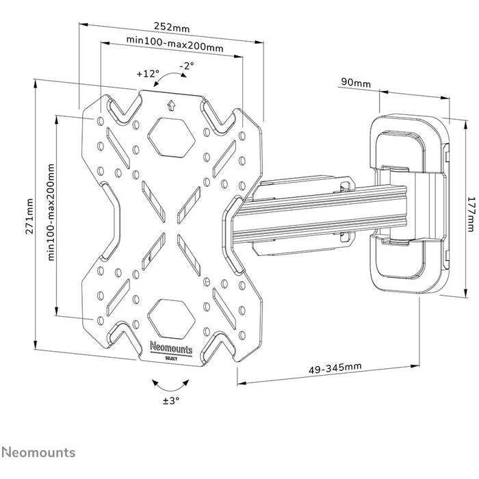 Neomounts WL40S-840BL12 bewegliche Wandhalterung für 32-55" Bildschirme - Schwarz