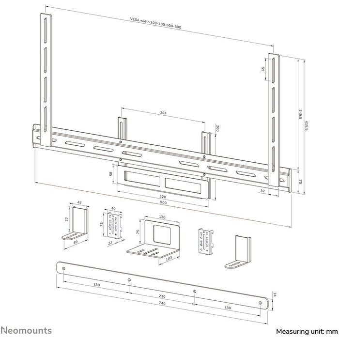 Neomounts AV2-500BL Universal-Videobar-Kit - Schwarz