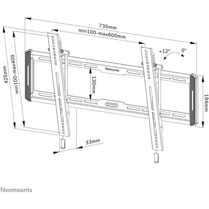 Neomounts WL35-550BL16 neigbare Wandhalterung für 40-75" Bildschirme - Schwarz