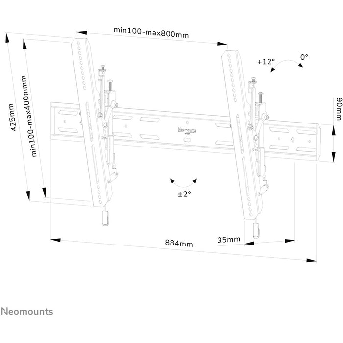 Neomounts WL35S-850BL18 neigbare Wandhalterung für 43-98" Bildschirme - Schwarz