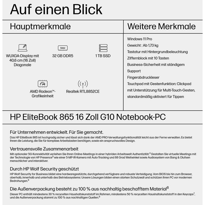 HP EliteBook 865 G10 AMD Ryzen 9 PRO 7940HS 40