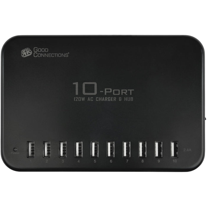 GoodConnections USB Desktop Schnellladestation 120W 10-Port USB-A Schwarz