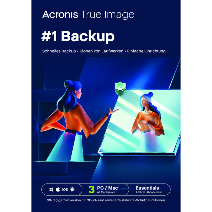 Acronis True Image Essentials - 3 Computers - 1 year subscription - ESD-DownloadESD