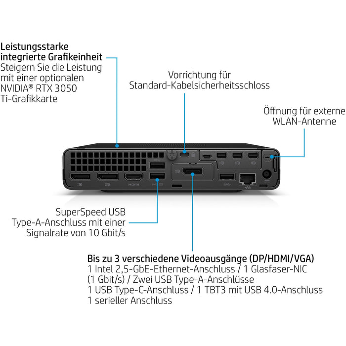 HP Elite Mini 800 G9 Intel Core i5-13500 1x16GB 256GB/PCIe NVMe/SSD Wi-Fi 6E USB-C 3.1 Gen2 Port with PD v2 W11P 3J Gar (DE)