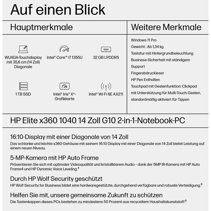 HP Elite X360 1040 G10 Intel i7-1355U 35