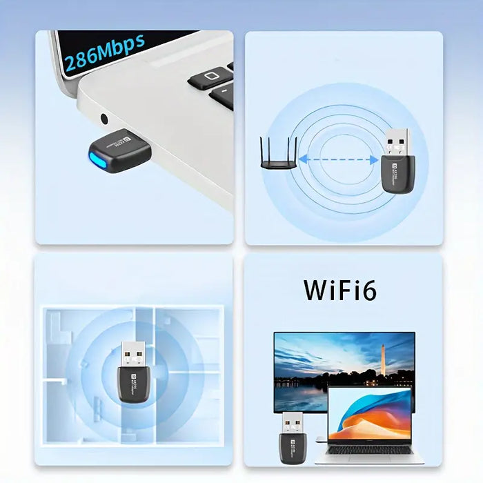 USB 286Mbps WiFi6 Wireless Adapter