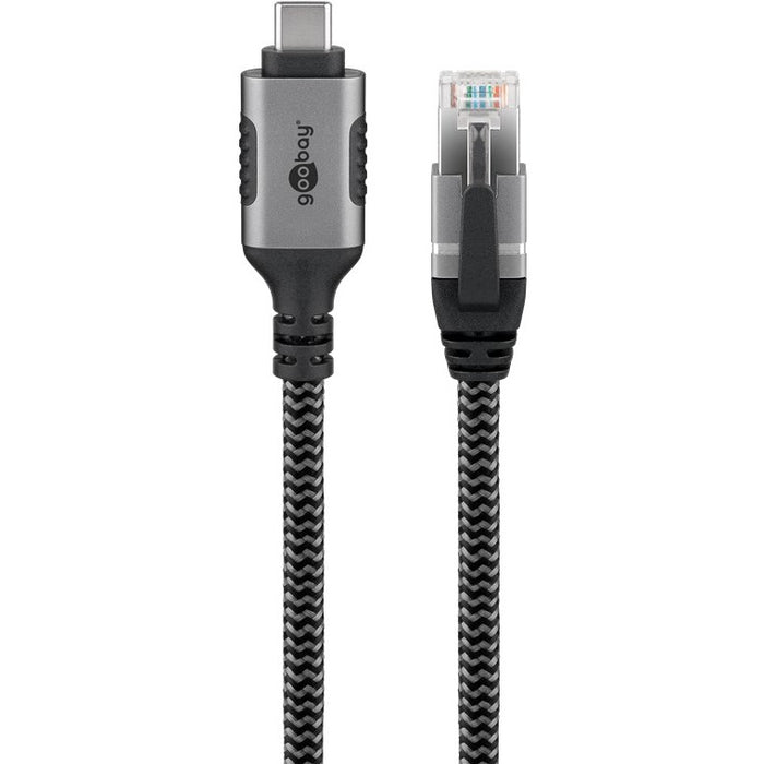 Goobay USB-C 3.1 > RJ45 (ST-ST) 3m Ethernet-Kabel Schwarz-Silber