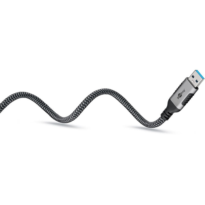Goobay USB-A 3.0 > RJ45 (ST-ST) 1m Ethernet-Kabel Schwarz-Silber