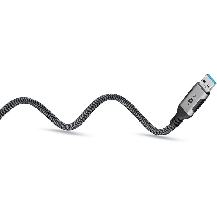 Goobay USB-A 3.0 > RJ45 (ST-ST) 3m Ethernet-Kabel Schwarz-Silber