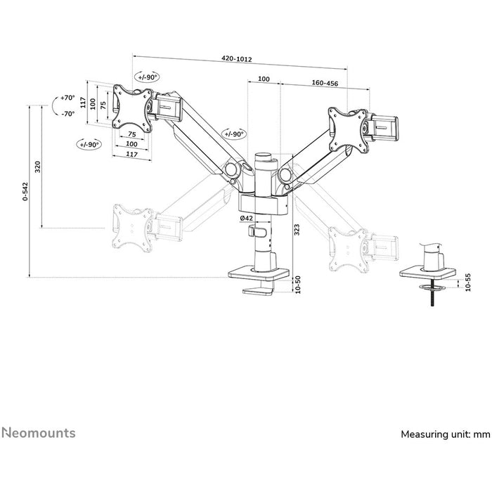 Neomounts DS65S-950BL2 Tischhalterung für 2 Monitore bis 86cm 34" 11KG Schwarz