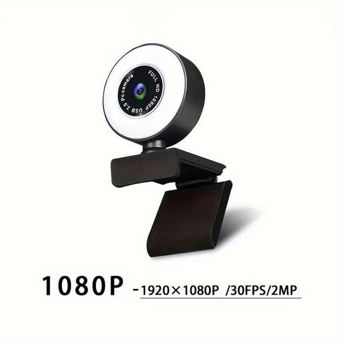 PC-Link 1080P HD USB Webcam with Microphone and Ring Light