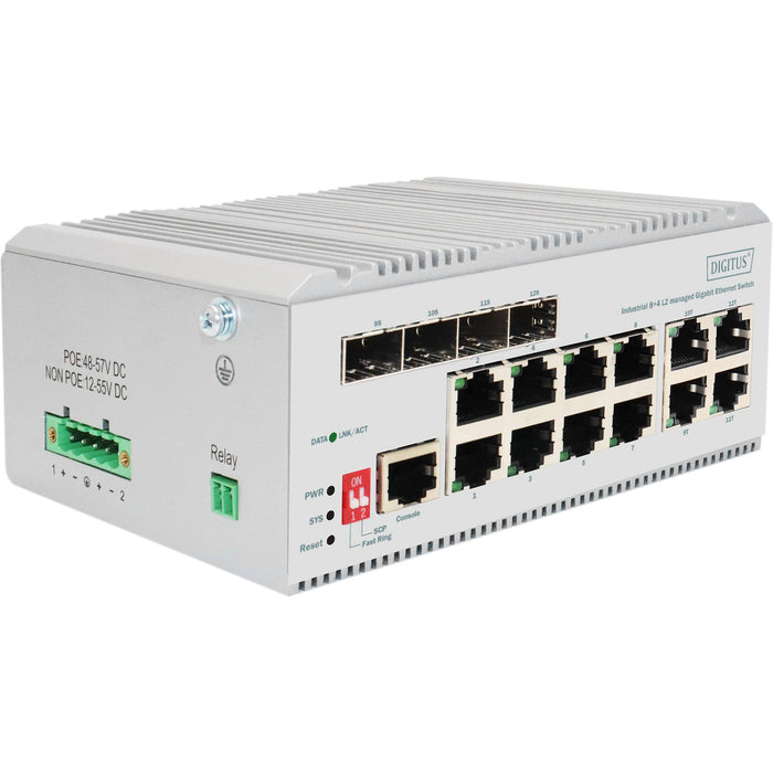 Digitus 8+4P Industrial Gigabit Ethernet Switch L2 managed