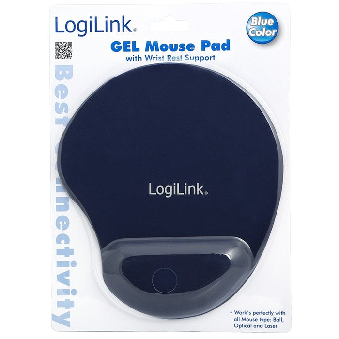 LogiLink Mauspad mit Silikongel Handballenauflage Blau