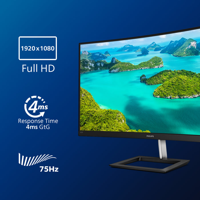 81,3 cm/32'' (1920 x 1080) Philips E-line 322E1C Pantalla curva 16:9 4 ms HDMI VGA DisplayPort VESA Full HD Negro Plata