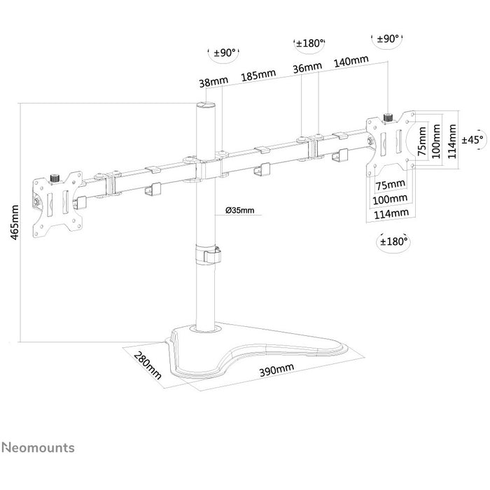 Tischhalterung für zwei Flachbildschirme bis 32" 8KG FPMA-D550DDBLACK Neomounts