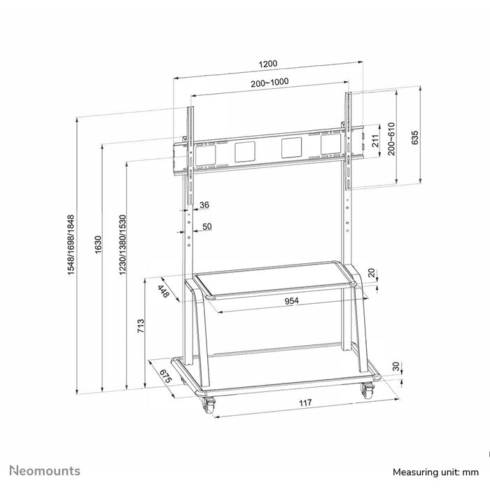 Mobiler Bodenständer für Flachbild-Fernseher bis 105" (267 cm) 150KG NS-M4000BLACK Neomounts