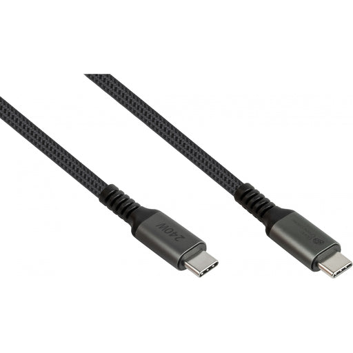 GoodConnections USB-C 2.0 (ST-ST) 1m Anschlusskabel Textilmantel 240W Anthrazit