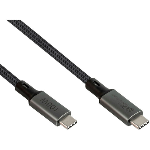 GoodConnections USB-C 4.0 (ST-ST) 1m Anschlusskabel Textilmantel 100W 8K 30Hz Anthrazit