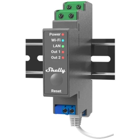 Shelly Relais "Pro 2" WLAN LAN Max. 25A 2 Kanäle 2 Phasen BT DIN-Rail