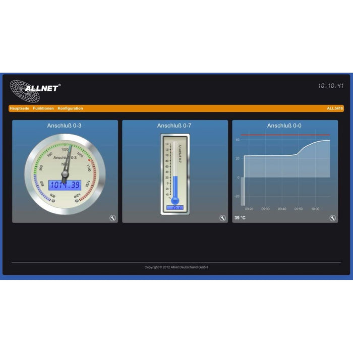 ALLNET MSR Zentrale ALL3419 inkl. 3 Sensor Ports & WLAN & Temperaturfühler ALL3006 für IP Gebäude Automation