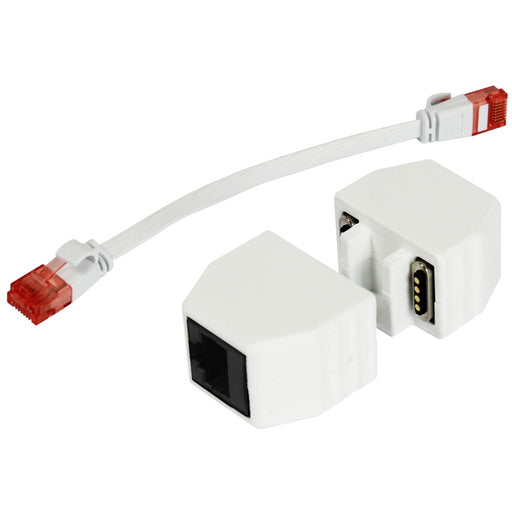 ALLNET TP-TP Kupplung CAT6A Buchse 1:1 8-pol. RJ45 magnetische Sicherungskupplung Abwurfbuchse PoE fähig bis zu 10GBit