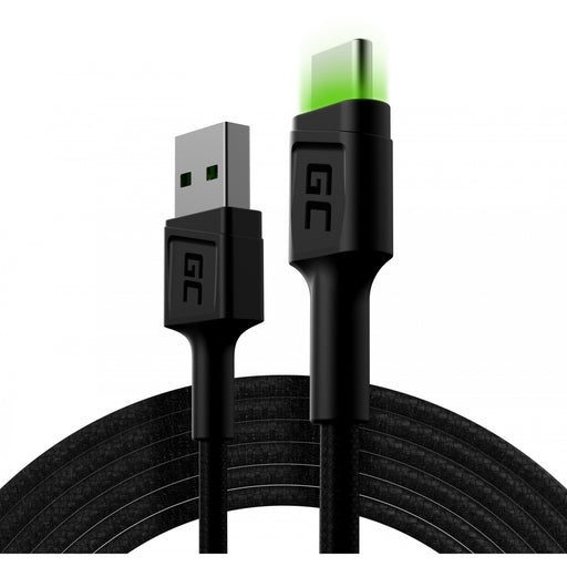 Green Cell USB-C > USB 3.0 (ST-ST) 2m Ladekabel LED Schwarz