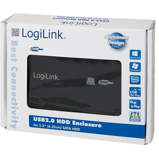 6cm SATA USB2 LogiLink Alu black