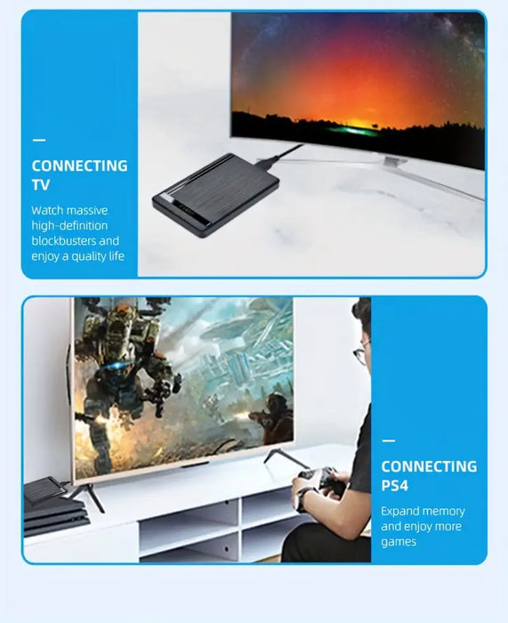 Black Brushed USB3.0 High-speed 2.5-inch Hard Drive Enclosure