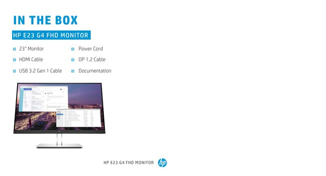 HP E-Series E23 G4 computer monitor 58.4 cm (23") 1920 x 1080 pixels Full HD LCD Black, Silver