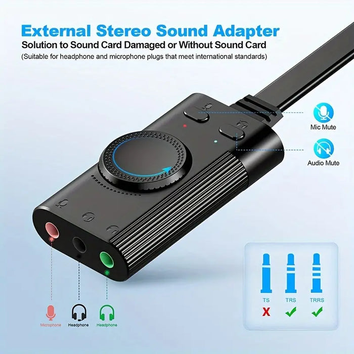 PC-Link USB Sound Card with Volume Control