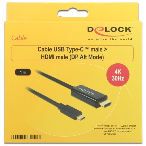 Cables & Adapters - DeLock HDMI > USB-C (ST-ST) 1m Adapterkabel 4K 30Hz Schwarz