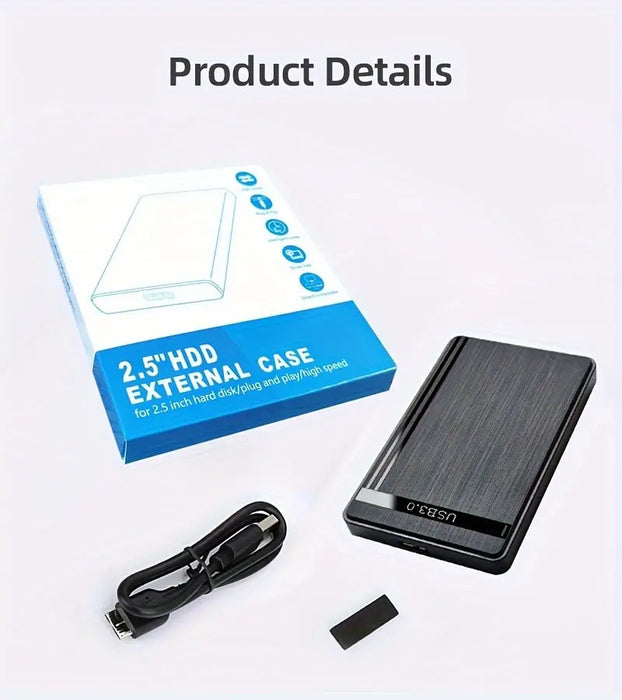 Black Brushed USB3.0 High-speed 2.5-inch Hard Drive Enclosure