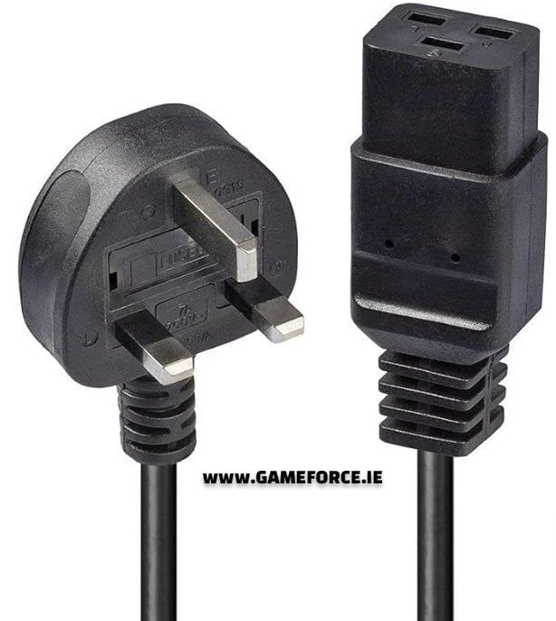 Power Cable - PC-LINK 2 Meter UK 3 Pin Plug To IEC C19 Power Cable Black