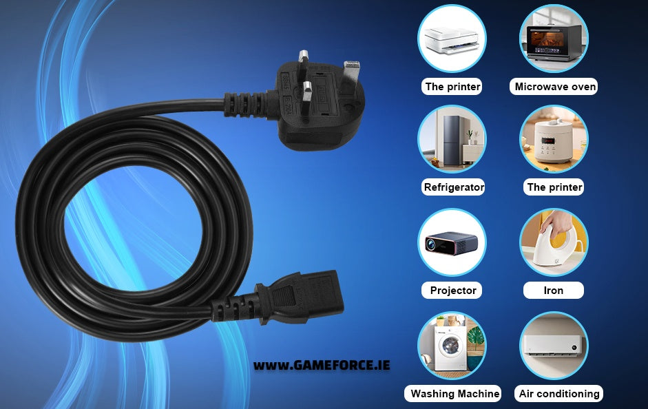 Power Cable - PC-Link Power Cable UK 3 Prong Plug C2G -C13 3 Meter For Gaming PCs / Office PCs And Workstations Along With Many Other Appliances,